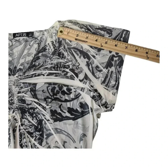 NWT Apt 9 Womens Geometric Dress Scoop Neck Gray White Shark Bite Stretch Knit L - Picture 14 of 14